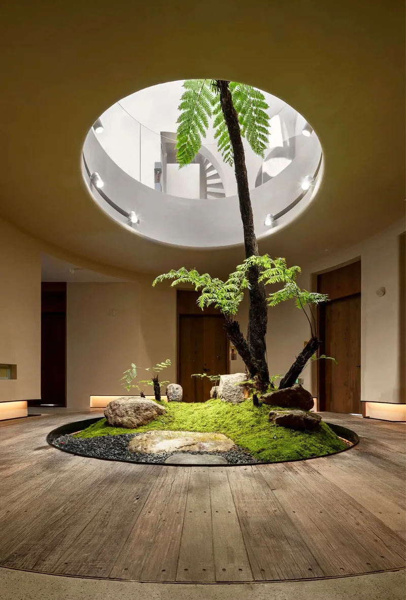 苏州美罗无名初的圆形天井与室内绿植庭院